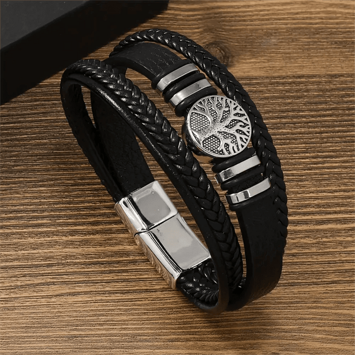 Pulsera de cuero sintético con cierre magnético creativo, dije metálico del Árbol de la Vida para hombre - Quierox - Tienda Online