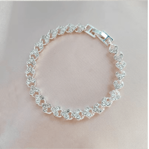 Pulsera de hoja trenzada de circón para mujer, brazalete de boda de amor de corazón - Quierox - Tienda Online