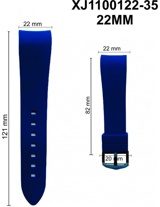 PULSERA DE RELOJ EN SILICONA AZUL CURVO, COMPATIBLE CON RELOJES DE 22 MM - Quierox - Tienda Online