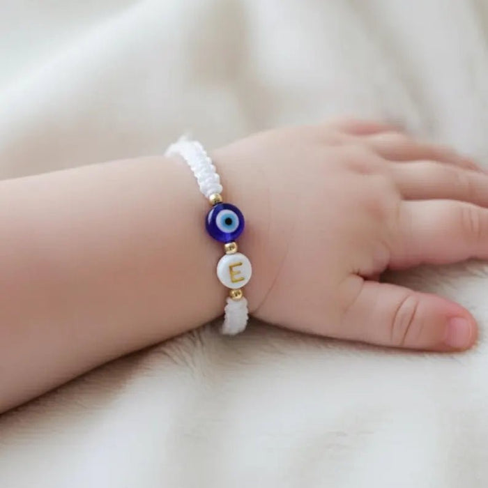 Pulsera personalizada con inicial para bebé, ojo malvado, regalo para recién nacido - Quierox - Tienda Online