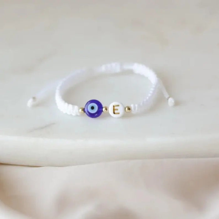 Pulsera personalizada con inicial para bebé, ojo malvado, regalo para recién nacido - Quierox - Tienda Online