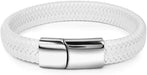 Pulsera trenzada de cuero blanco simple de moda con cierre de hebilla de acero inoxidable - Quierox - Tienda Online