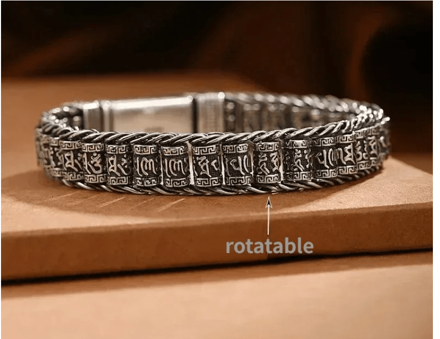 Pulsera unisex vintage con cuentas de transferencia hechas a mano, estilo mantra budista - Quierox - Tienda Online