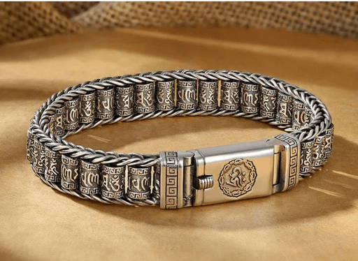 Pulsera unisex vintage con cuentas de transferencia hechas a mano, estilo mantra budista - Quierox - Tienda Online