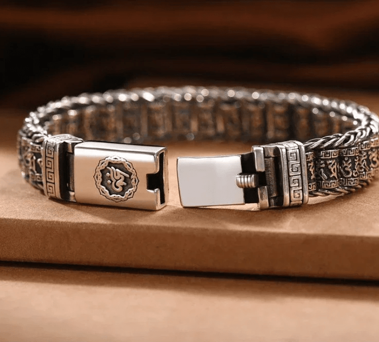 Pulsera unisex vintage con cuentas de transferencia hechas a mano, estilo mantra budista - Quierox - Tienda Online