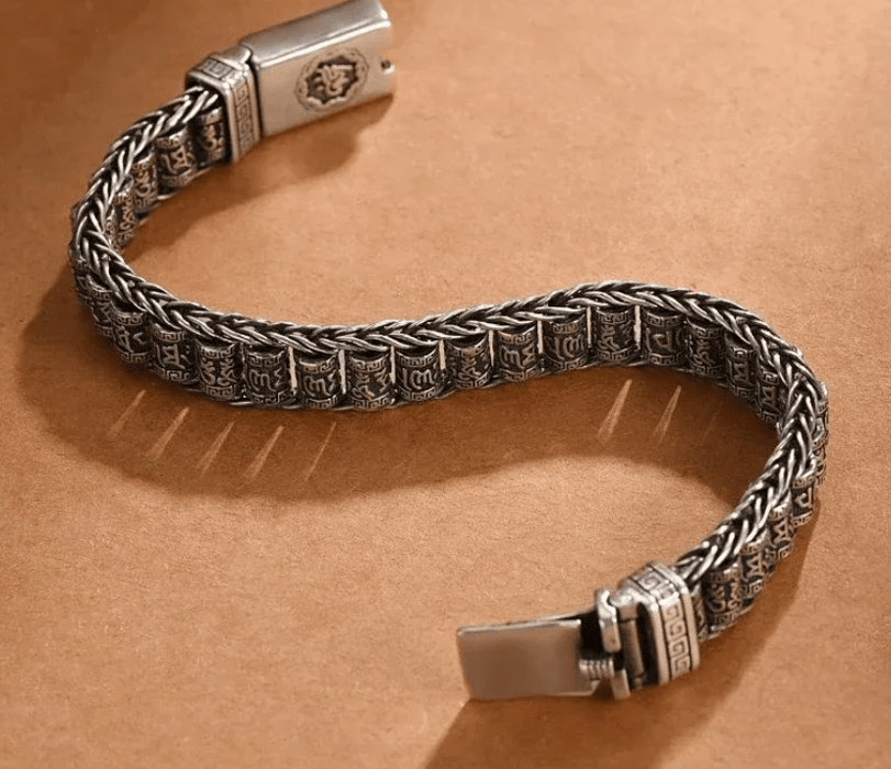 Pulsera unisex vintage con cuentas de transferencia hechas a mano, estilo mantra budista - Quierox - Tienda Online