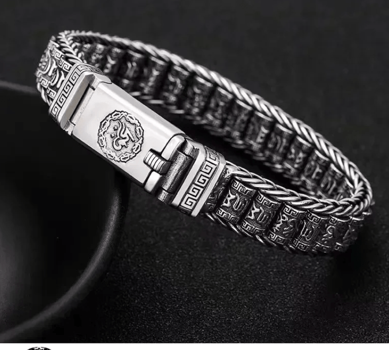 Pulsera unisex vintage con cuentas de transferencia hechas a mano, estilo mantra budista - Quierox - Tienda Online