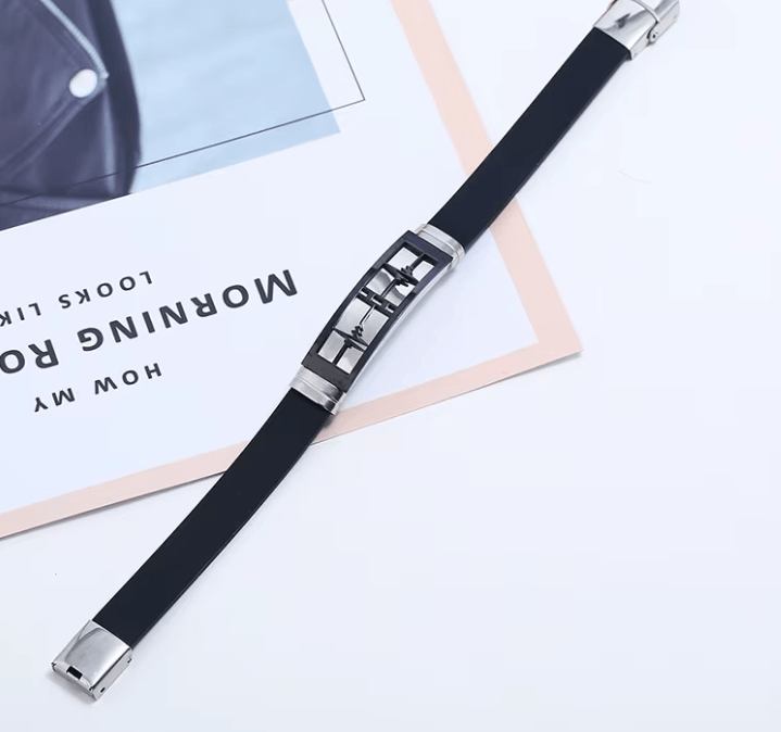 Pulseras de silicona de acero inoxidable y titanio para hombre y mujer, brazaletes de goma con dijes de latido del corazón - Quierox - Tienda Online