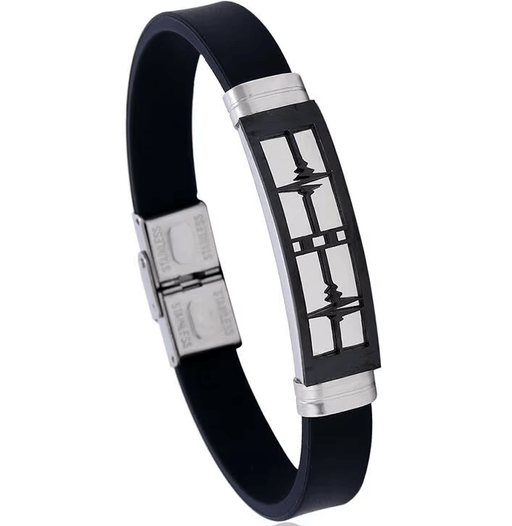 Pulseras de silicona de acero inoxidable y titanio para hombre y mujer, brazaletes de goma con dijes de latido del corazón - Quierox - Tienda Online