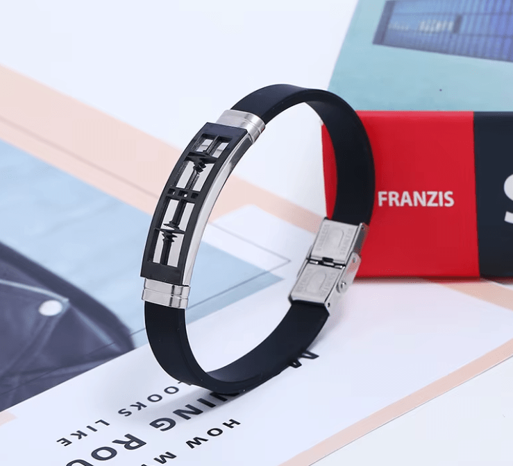 Pulseras de silicona de acero inoxidable y titanio para hombre y mujer, brazaletes de goma con dijes de latido del corazón - Quierox - Tienda Online