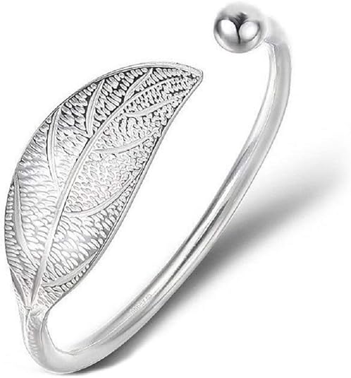 Pulseras y brazaletes plateado con dije de hoja para mujer - Quierox - Tienda Online