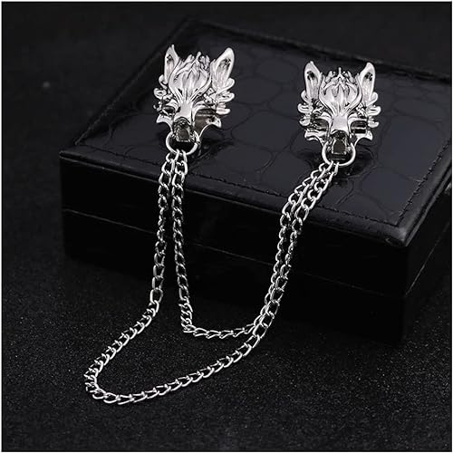 Punk Wolf Head Long Chain Pin Vintage Animal - Quierox - Tienda Online