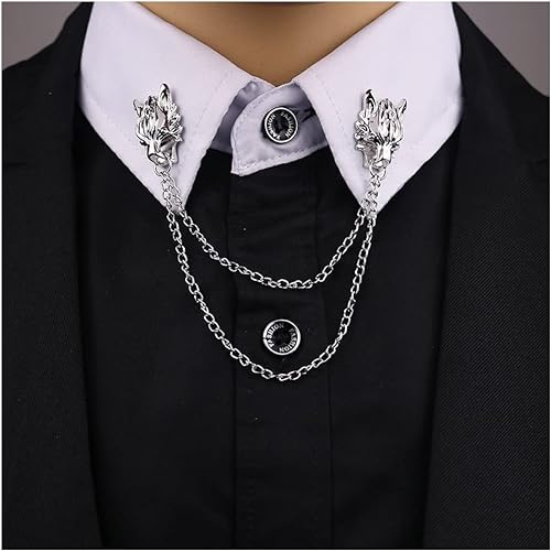 Punk Wolf Head Long Chain Pin Vintage Animal - Quierox - Tienda Online