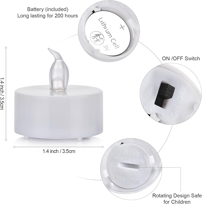 PUNPUBA Velas de Té LED sin Llama: Juego de 12 Velas Operadas por Batería - Quierox - Tienda Online