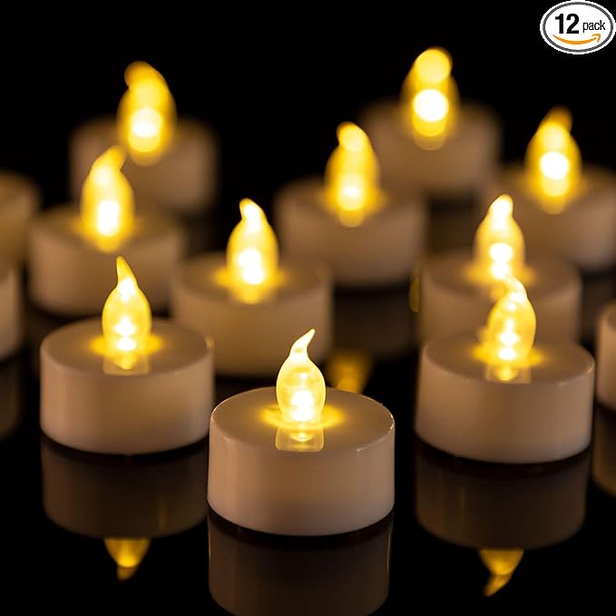 PUNPUBA Velas de Té LED sin Llama: Juego de 12 Velas Operadas por Batería - Quierox - Tienda Online