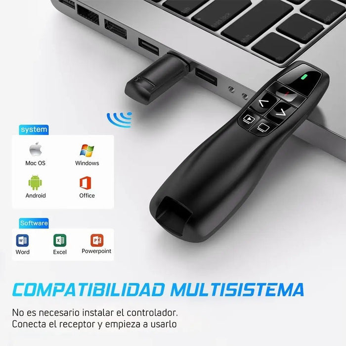 Puntero inalámbrico con láser rojo para presentaciones RF de 2,4 GHz para pasar páginas - Quierox - Tienda Online