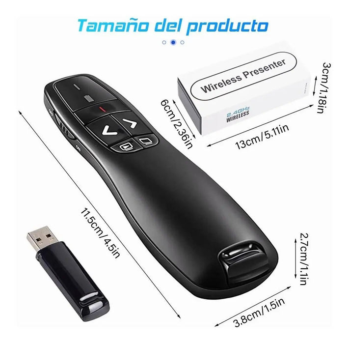 Puntero inalámbrico con láser rojo para presentaciones RF de 2,4 GHz para pasar páginas - Quierox - Tienda Online