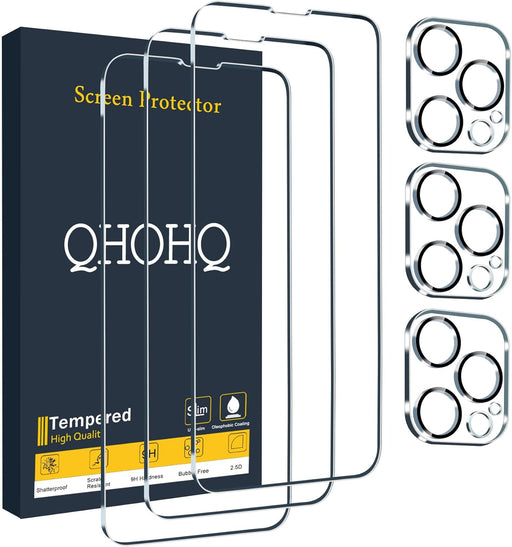 QHOHQ 3 protectores de pantalla para iPhone 13 Pro con 3 protectores de lente de cámara - Quierox - Tienda Online