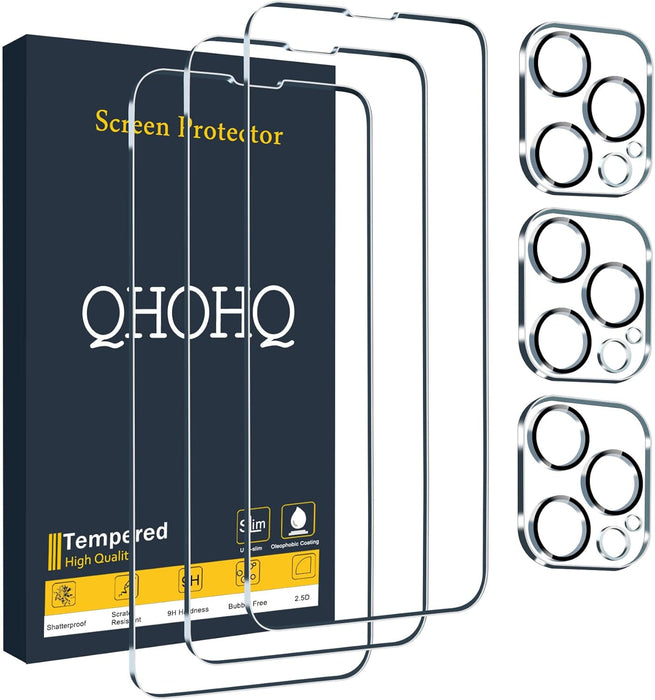 QHOHQ 3 protectores de pantalla para iPhone 13 Pro con 3 protectores de lente de cámara - Quierox - Tienda Online