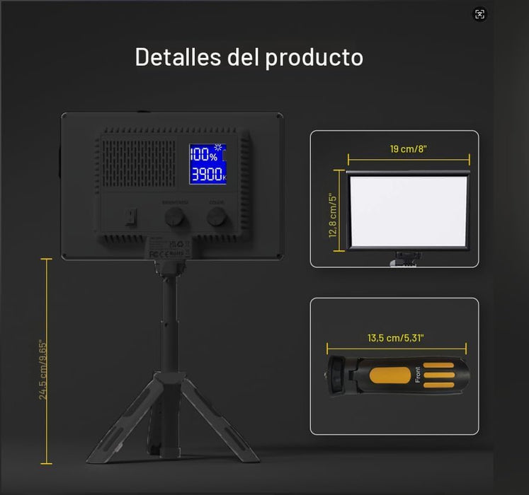 RALENO Luz de video LED, luz de cámara para grabación de video con batería de 4000 mAh, PLV - S116 - Quierox - Tienda Online