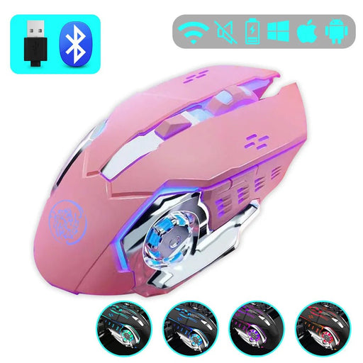 Ratón para juegos Bluetooth 2.4G inalámbrico recargable para portátil con retroiluminación RGB - Quierox - Tienda Online