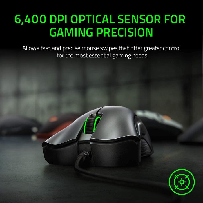 Ratón para juegos Razer DeathAdder Essential: sensor óptico de 6400 DPI - Quierox - Tienda Online