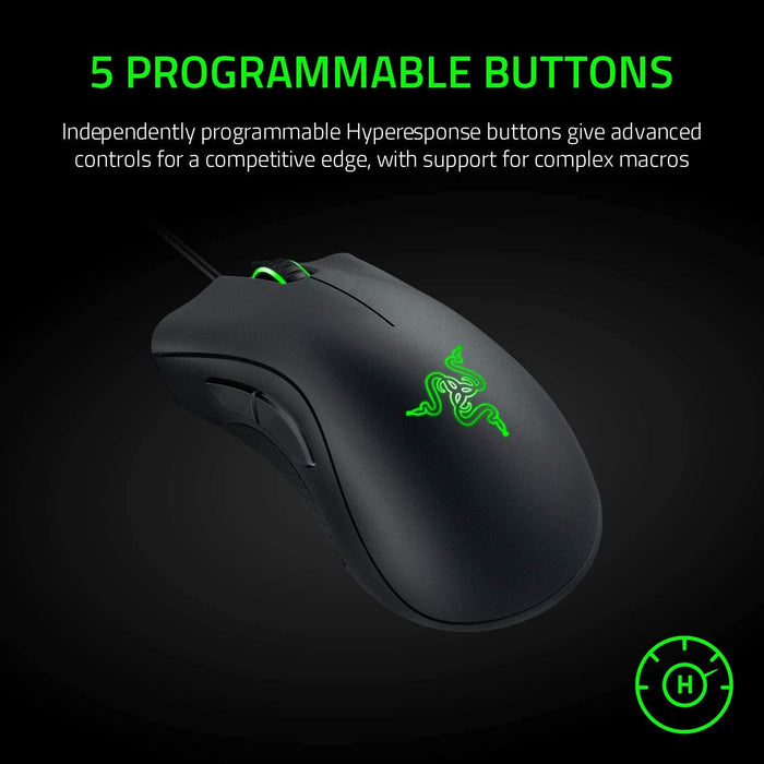 Ratón para juegos Razer DeathAdder Essential: sensor óptico de 6400 DPI - Quierox - Tienda Online