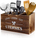 Recipientes para Utensilios de Madera Rústica con 3 Compartimentos para Encimera de Cocina - Quierox - Tienda Online