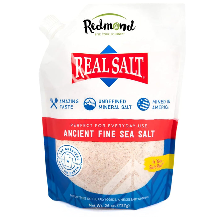 Redmond Real Salt - Sal marina fina antigua, sal mineral no refinada, bolsa de 26 onzas - Quierox - Tienda Online