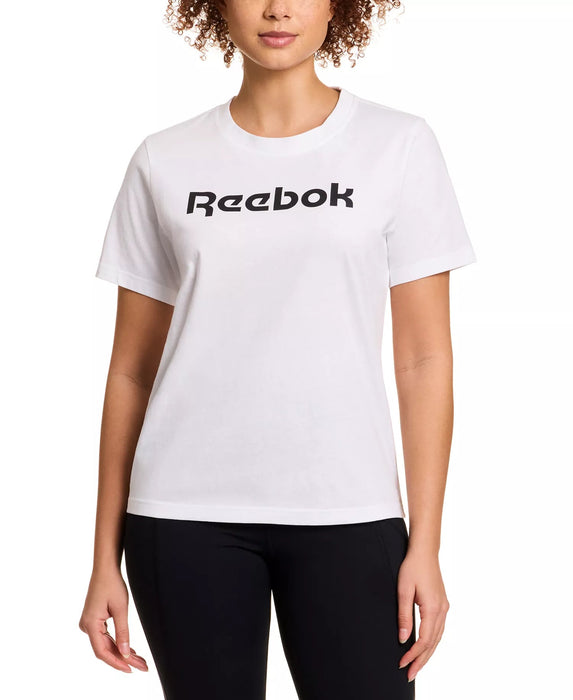 Reebok Camiseta de algodón con cuello redondo y logotipo gráfico UNISEX - Quierox - Tienda Online