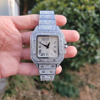 Reloj cuadrado estilo hip hop con diamantes para mujer y hombre - Quierox - Tienda Online