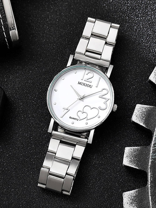 Reloj de cuarzo con puntero redondo y decoración en forma de corazón MIXIOU - Quierox - Tienda Online
