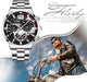 Reloj de pulsera para hombre con esfera redonda grande, 3 zonas horarias, analógico, cuarzo - Quierox - Tienda Online