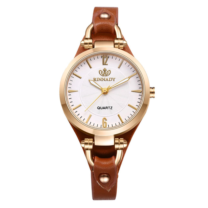 Reloj de pulsera sencillo para mujer, diseño de lujo de cuero, de cuarzo para mujer - Quierox - Tienda Online