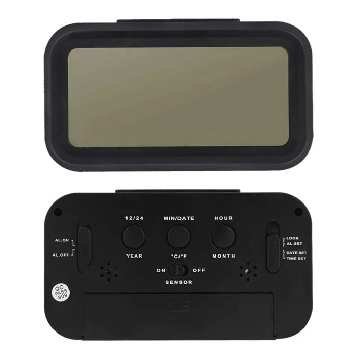 Reloj despertador con pantalla digital LED, calendario, temperatura, luz de fondo - Quierox - Tienda Online