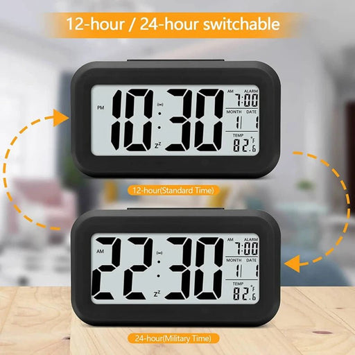 Reloj despertador con pantalla digital LED, calendario, temperatura, luz de fondo - Quierox - Tienda Online