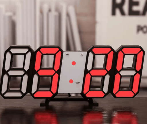 Reloj digital LED 3D para pared, decoración, modo nocturno brillante, reloj de mesa electrónico ajustable - Quierox - Tienda Online