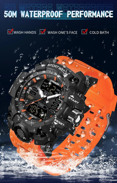 Reloj electrónico SANDA de lujo estilo G para hombre, militar, deportivo, LED, analógico, digital - Quierox - Tienda Online