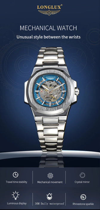 Reloj mecánico automático LONGLUX para hombre, relojes de lujo - Quierox - Tienda Online