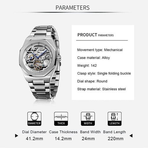 Reloj mecánicos para hombre Reloj automático para hombre de acero inoxidable - Quierox - Tienda Online