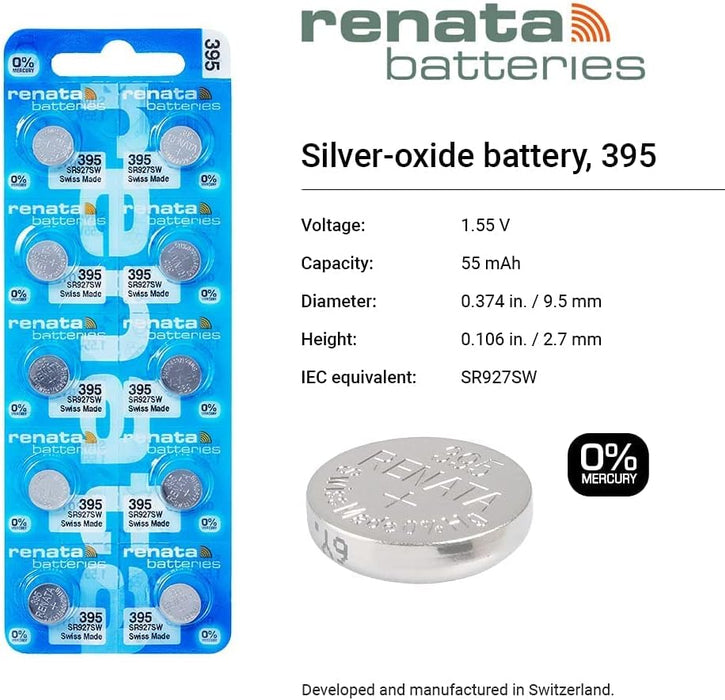 Renata 373 SR916SW Baterías – 1.55 V Óxido de Plata 373 Batería de reloj (10 unidades) - Quierox - Tienda Online