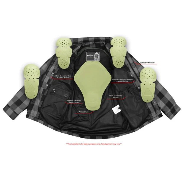 Renegade Camisa de franela de motociclista blindada para hombre de Lumberjack - Azul - Quierox - Tienda Online