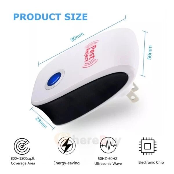 Repelente ultrasónico electrónico para control de plagas, insectos, ratas, arañas y cucarachas - Quierox - Tienda Online