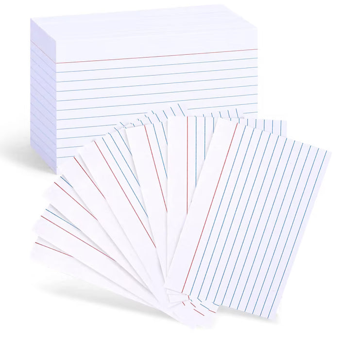 Juego de 200 fichas de papel, dimensiones 12,5 x 7,6 cm, líneas horizontales