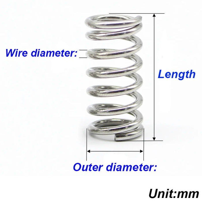 Resortes de compresión 10 PCS de Acero inoxidable 0.3 mm(WD), 10mm (L), 3mm(OD) - Quierox - Tienda Online