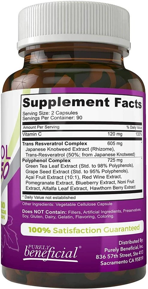 Resveratrol 1450 mg por porción de potentes antioxidantes y trans-resveratrol 180 capsulas veganas - Quierox - Tienda Online