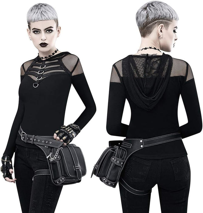 Riñonera Steampunk de piel gótica para hombre y mujer, estilo bandolera, estilo gótico - Quierox - Tienda Online