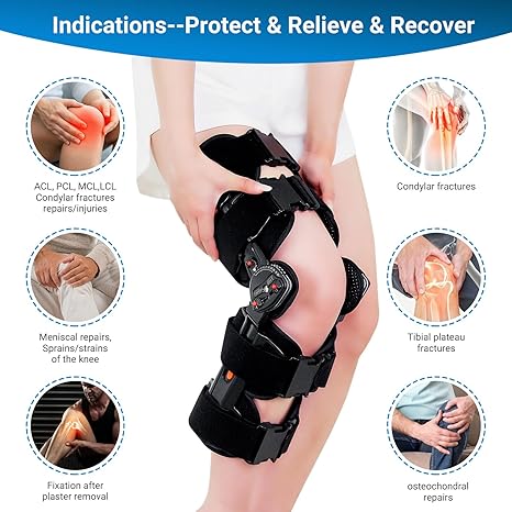 Rodillera ROM con bisagras, rodillera descargadora, soporte inmovilizador de rodilla - Quierox - Tienda Online