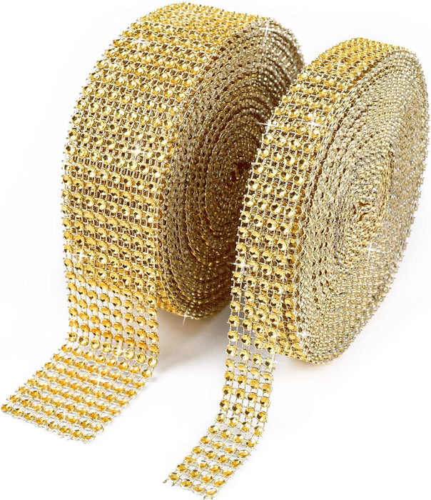 Rollo de cinta de diamantes de imitación de 20 yardas para manualidades, 2 rollos (dorado) - Quierox - Tienda Online