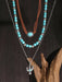 ROMWE Hippie Conjunto de collar de cuentas turquesas estilo vaquero occidental de 3 piezas - Quierox - Tienda Online